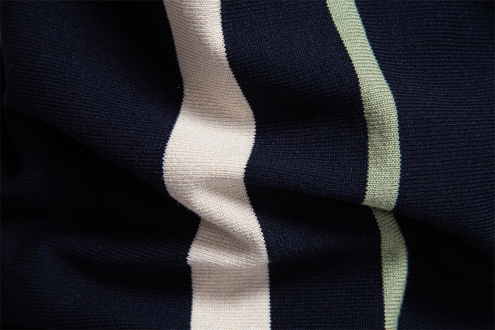 Polo en maille à rayures et empiècements colorés pour homme-thumbmail-19