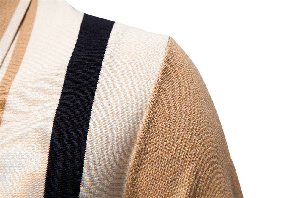 Polo en maille à rayures et empiècements colorés pour homme-thumbmail-23