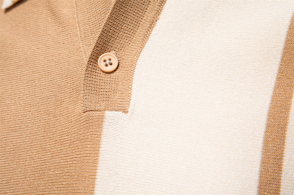 Polo en maille à rayures et empiècements colorés pour homme-thumbmail-24