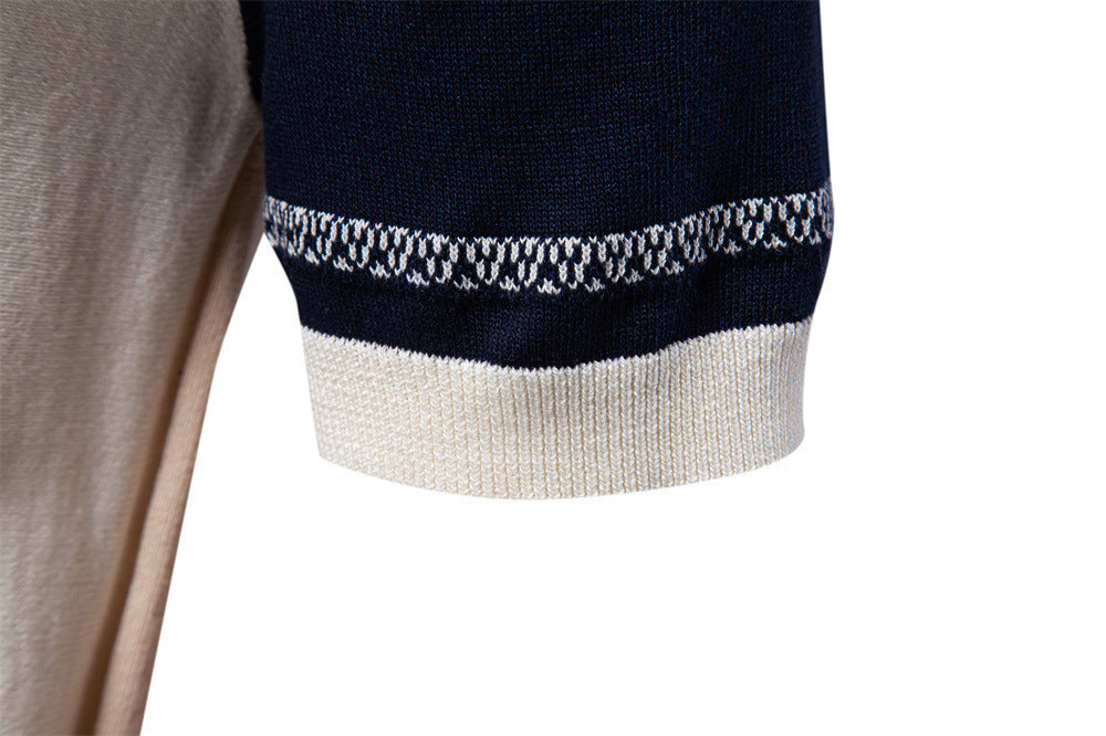 Polo en maille à rayures et empiècements colorés pour homme-thumbmail-33