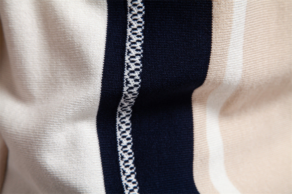 Polo en maille à rayures et empiècements colorés pour homme-thumbmail-35