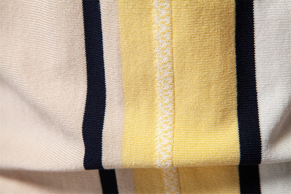 Polo en maille à rayures et empiècements colorés pour homme-thumbmail-36