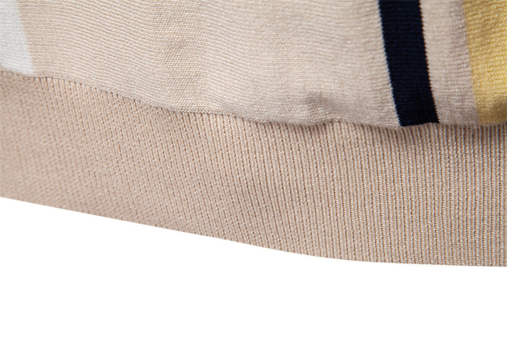 Polo en maille à rayures et empiècements colorés pour homme-thumbmail-38