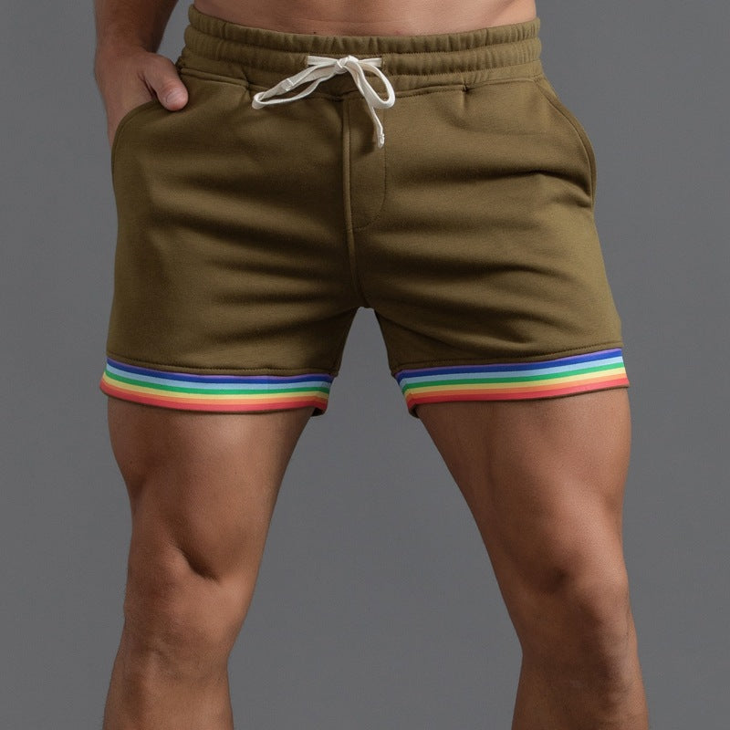 Shorts da uomo in cotone elasticizzato con bordo arcobaleno-thumbmail-10