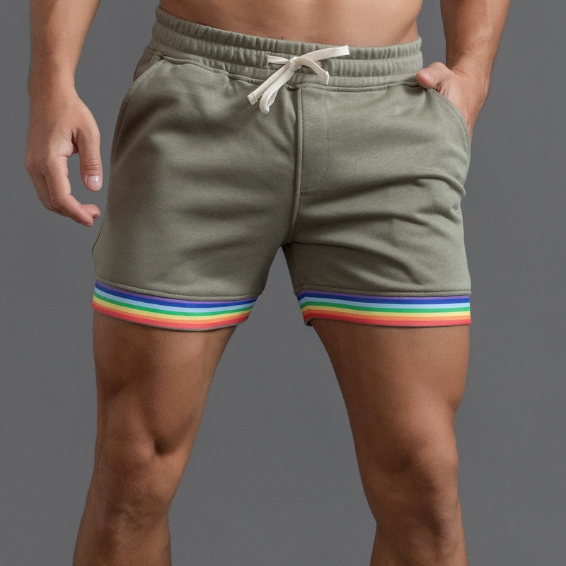 Shorts da uomo in cotone elasticizzato con bordo arcobaleno-thumbmail-12