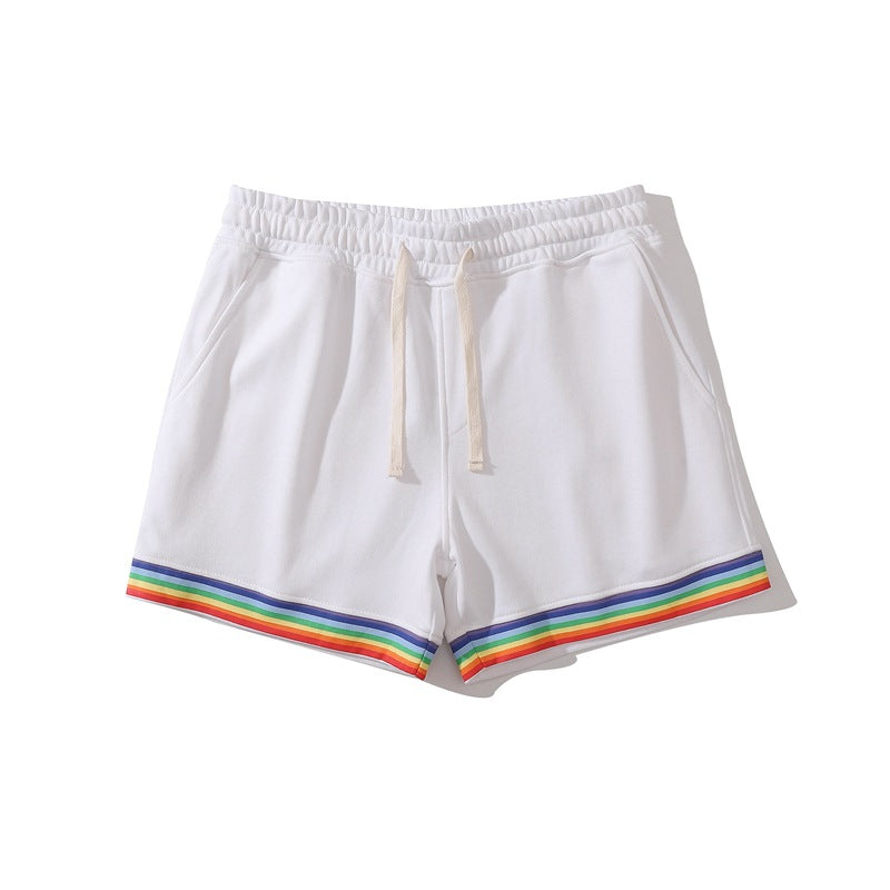 Shorts da uomo in cotone elasticizzato con bordo arcobaleno-thumbmail-36