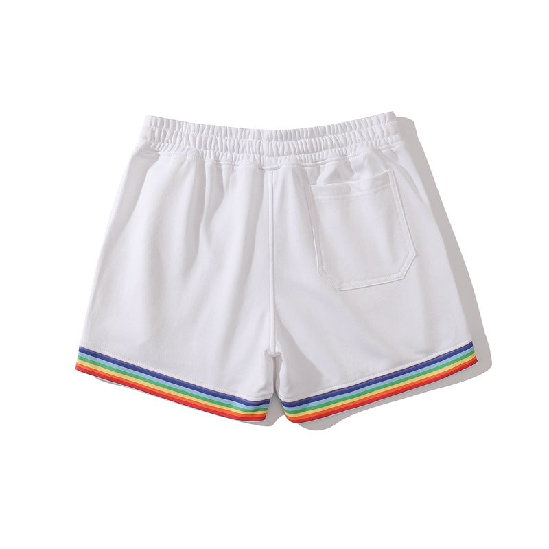 Shorts da uomo in cotone elasticizzato con bordo arcobaleno-thumbmail-37