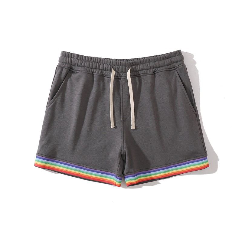 Shorts da uomo in cotone elasticizzato con bordo arcobaleno-thumbmail-38