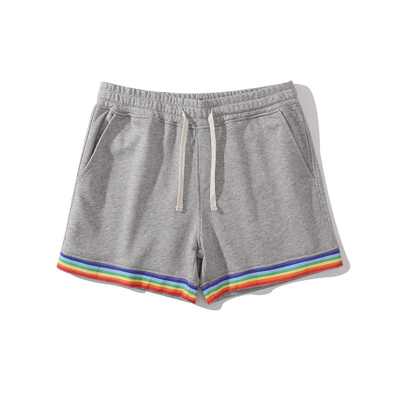Shorts da uomo in cotone elasticizzato con bordo arcobaleno-thumbmail-40