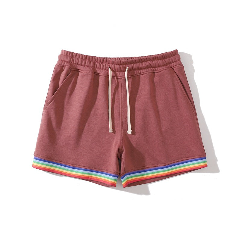 Shorts da uomo in cotone elasticizzato con bordo arcobaleno-thumbmail-41