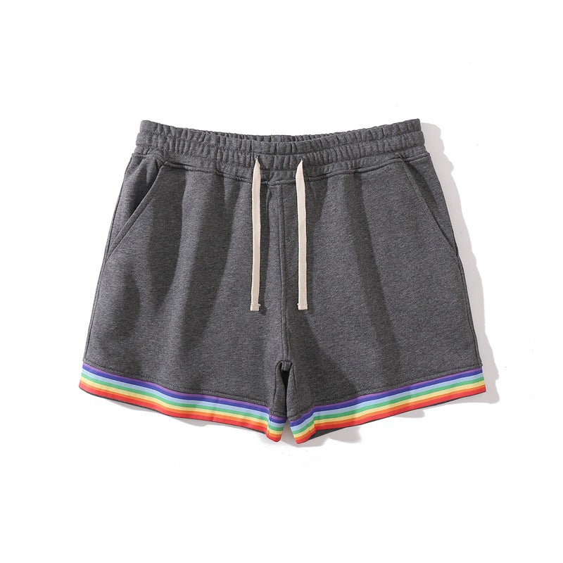 Shorts da uomo in cotone elasticizzato con bordo arcobaleno-thumbmail-43