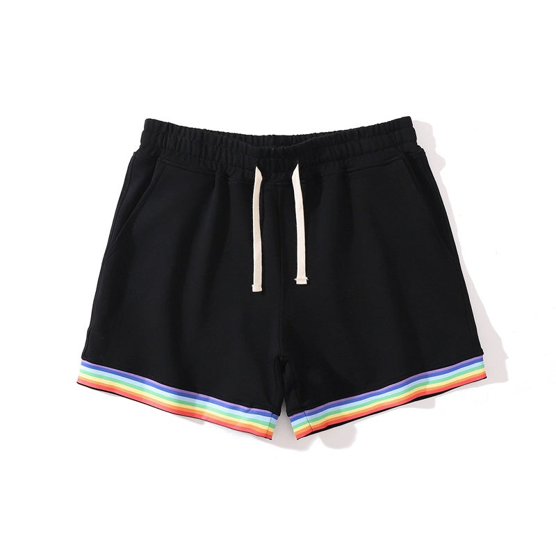 Shorts da uomo in cotone elasticizzato con bordo arcobaleno-thumbmail-44