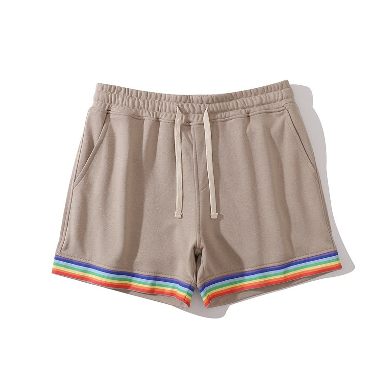 Shorts da uomo in cotone elasticizzato con bordo arcobaleno-thumbmail-45