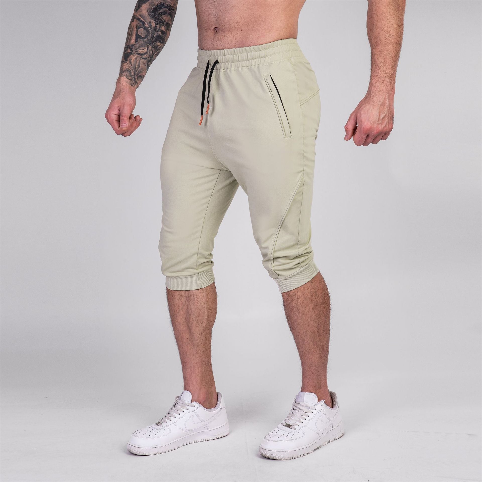 Men’s Cropped Jogger Shorts with Zipper Pockets-thumbmail-4