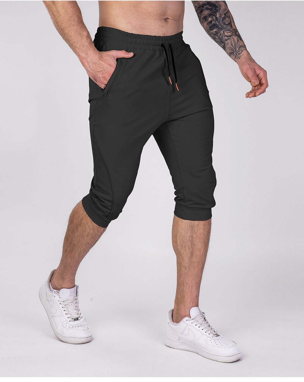 Men’s Cropped Jogger Shorts with Zipper Pockets-thumbmail-14