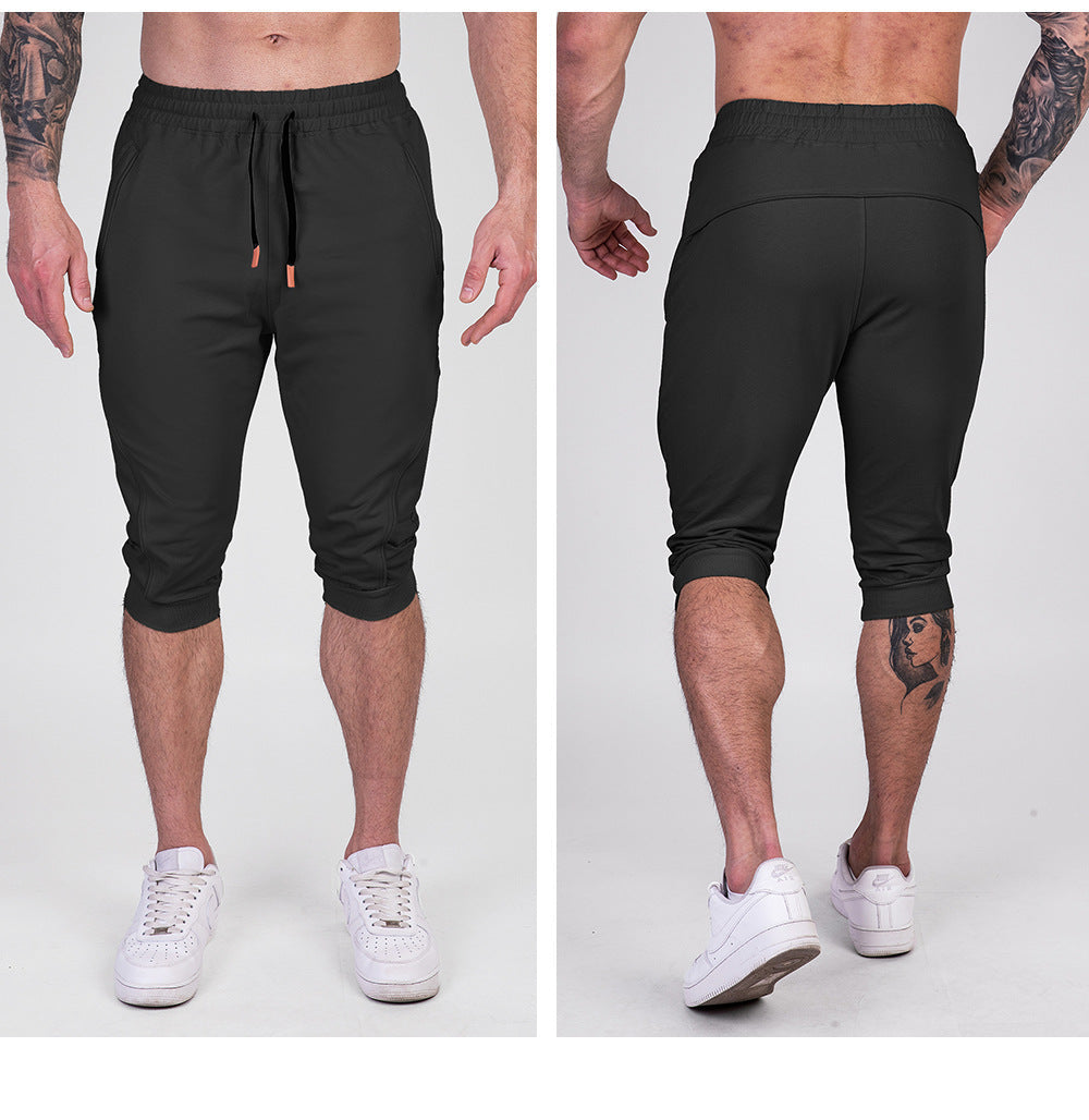 Men’s Cropped Jogger Shorts with Zipper Pockets-thumbmail-15