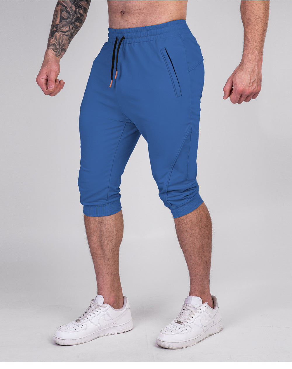 Men’s Cropped Jogger Shorts with Zipper Pockets-thumbmail-16