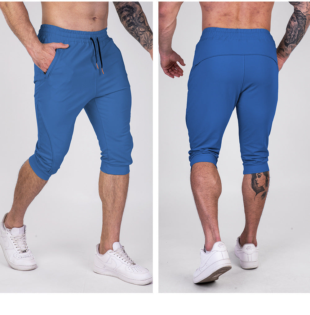 Men’s Cropped Jogger Shorts with Zipper Pockets-thumbmail-17