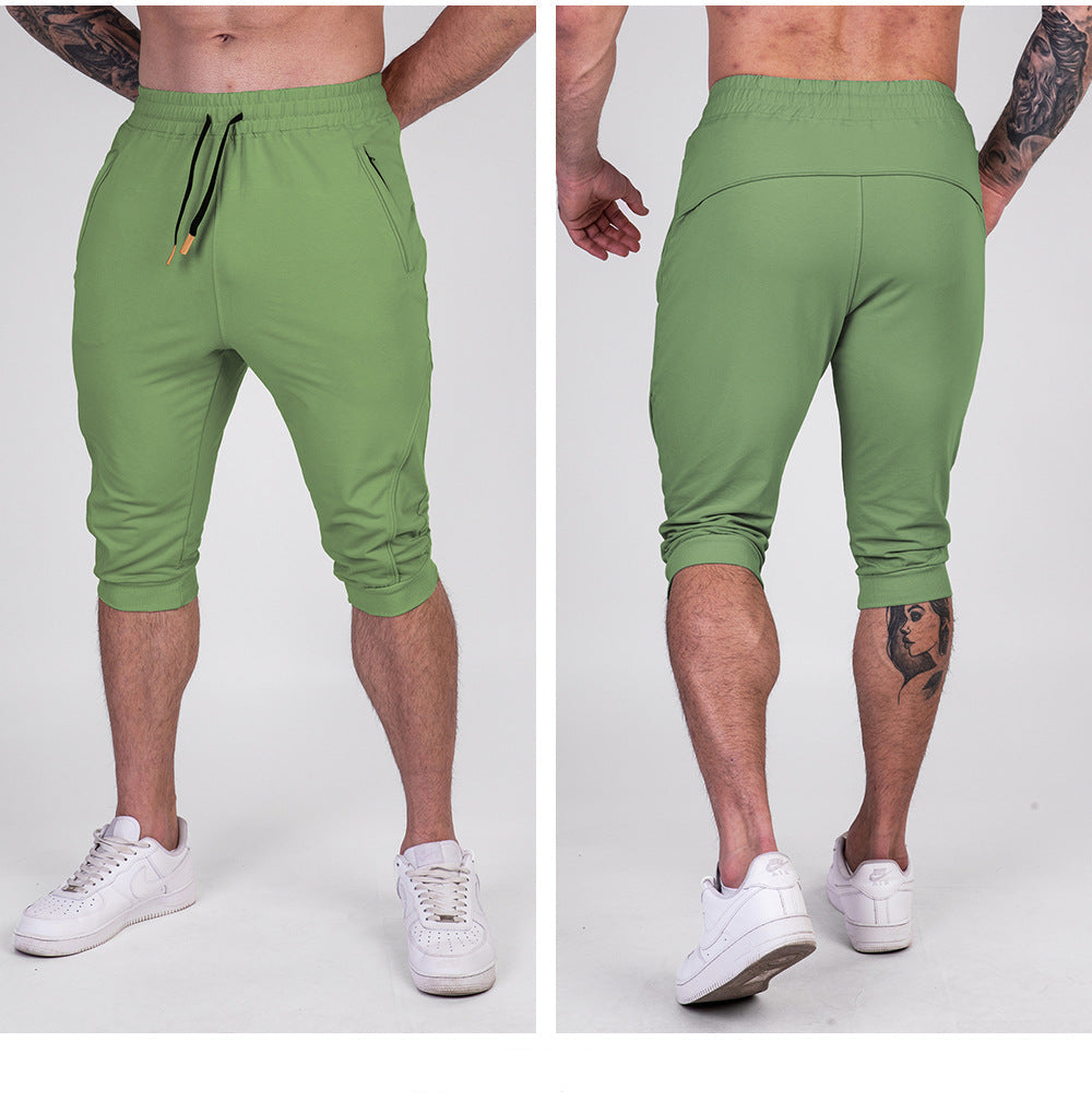 Men’s Cropped Jogger Shorts with Zipper Pockets-thumbmail-19