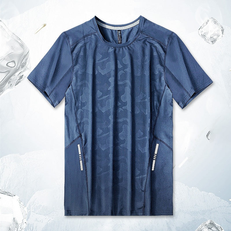 T-shirt d’entraînement pour homme à imprimé camouflage et tissu performant-thumbmail-6
