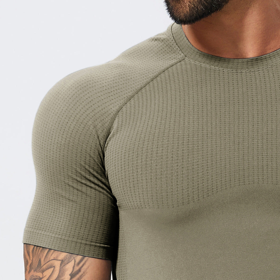 Men's Seamless Short Sleeve Muscle Fit Workout T-Shirt-thumbmail-2