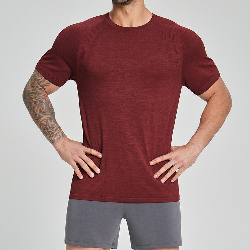 Men's Seamless Quick Dry Short Sleeve Training Shirt-thumbmail-9