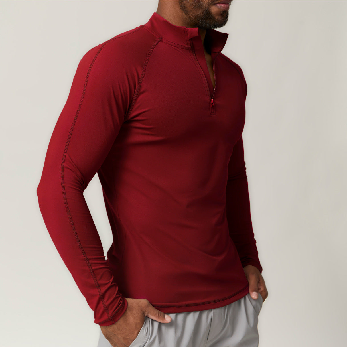 Men's 1/4 Zip Long Sleeve Quick Dry Performance Shirt-thumbmail-3