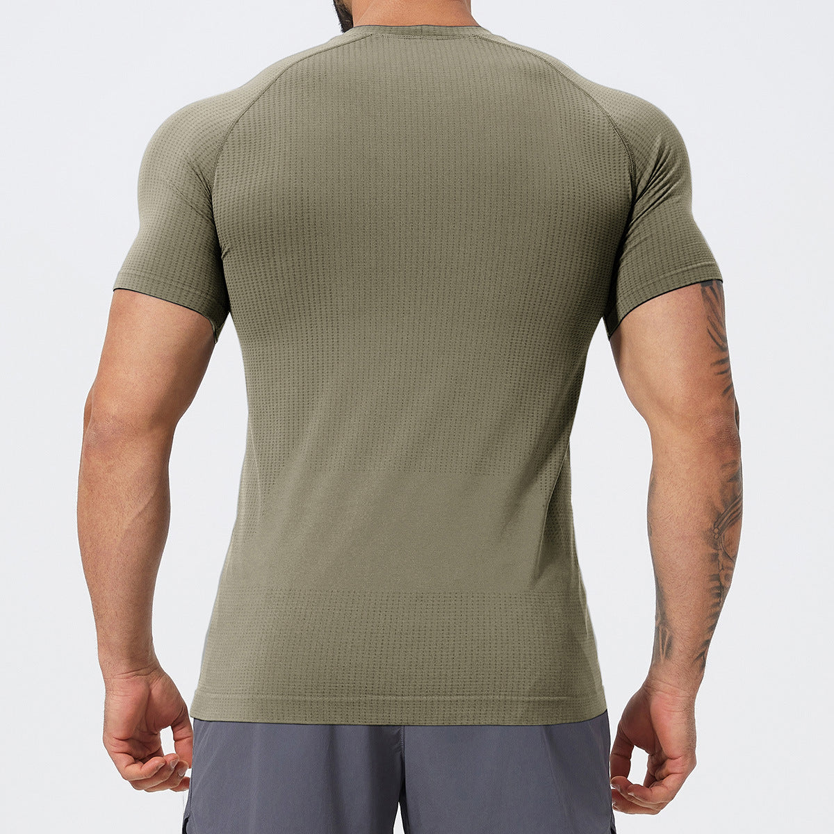 Men's Seamless Short Sleeve Muscle Fit Workout T-Shirt-thumbmail-5