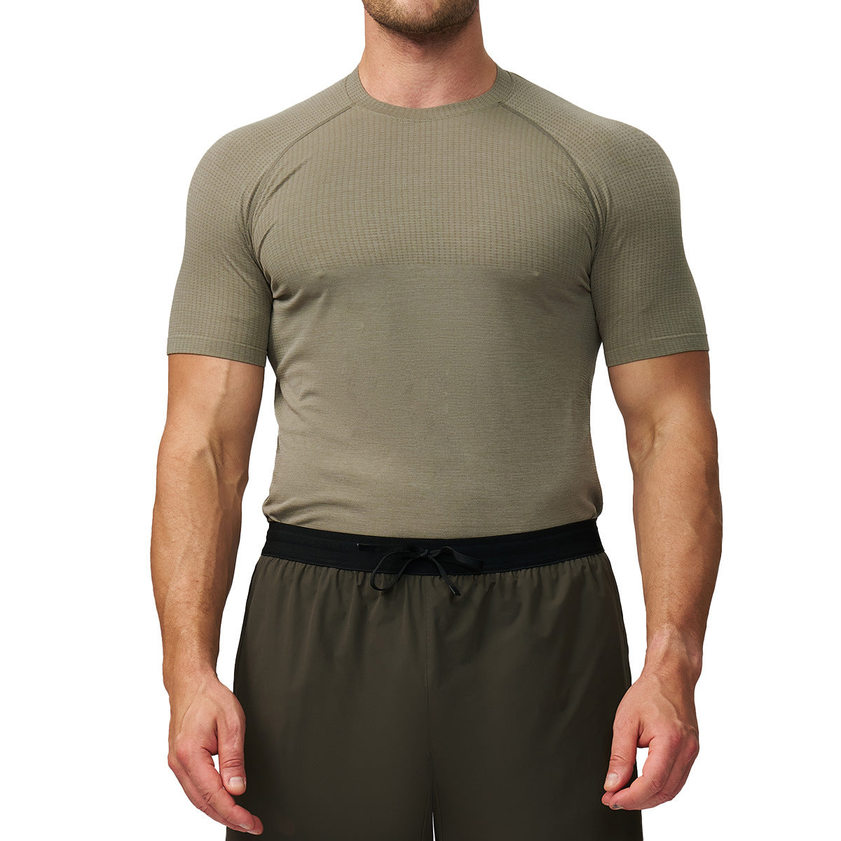 Men's Seamless Short Sleeve Muscle Fit Workout T-Shirt-thumbmail-6