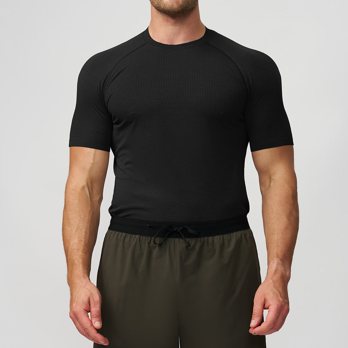 Men's Seamless Short Sleeve Muscle Fit Workout T-Shirt-thumbmail-7