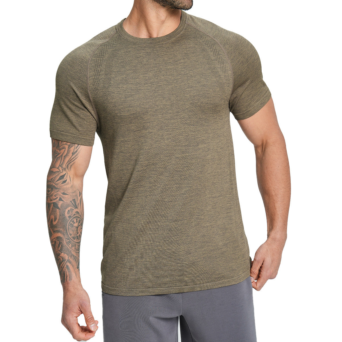 Men's Seamless Quick Dry Short Sleeve Training Shirt-thumbmail-8