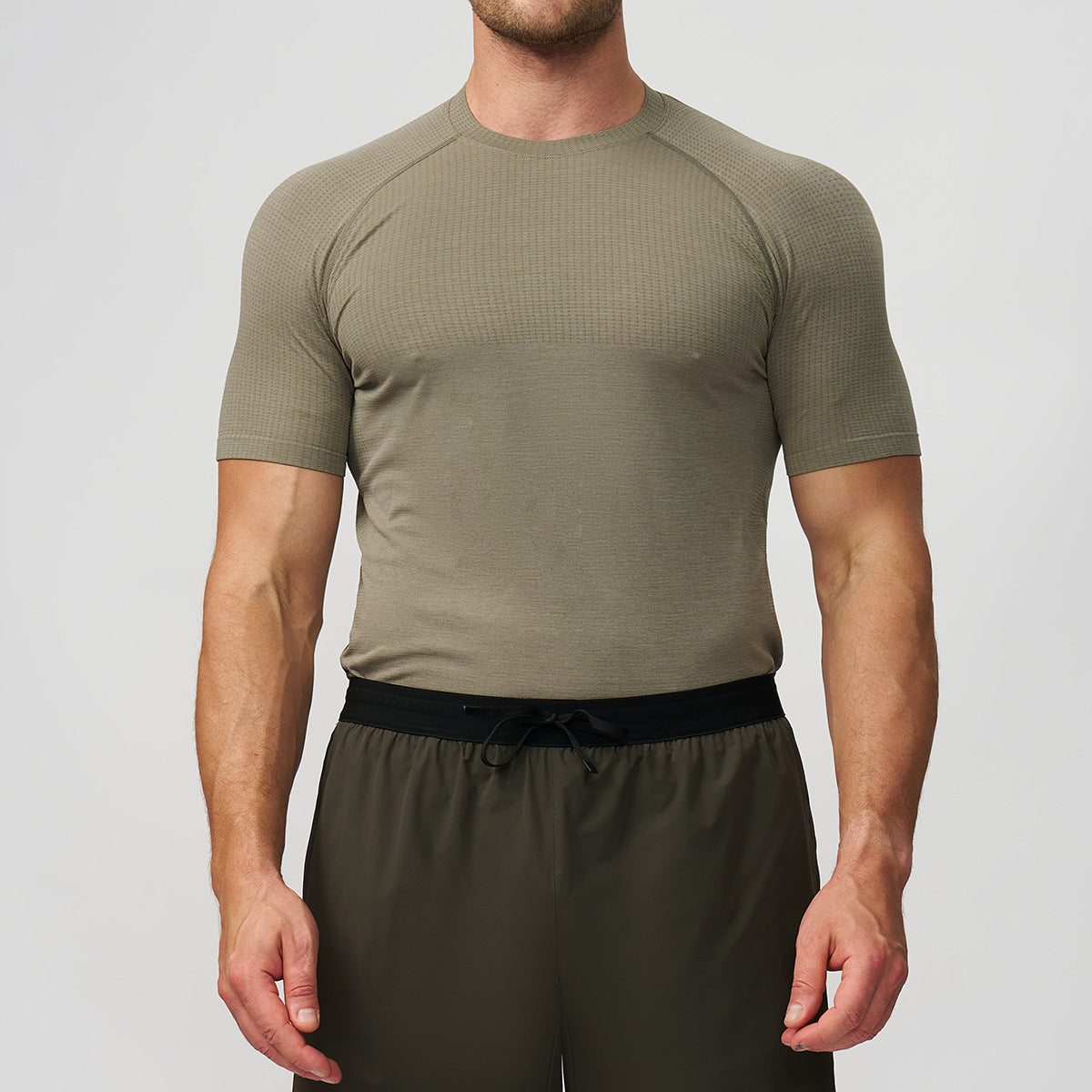 Men's Seamless Short Sleeve Muscle Fit Workout T-Shirt-thumbmail-8