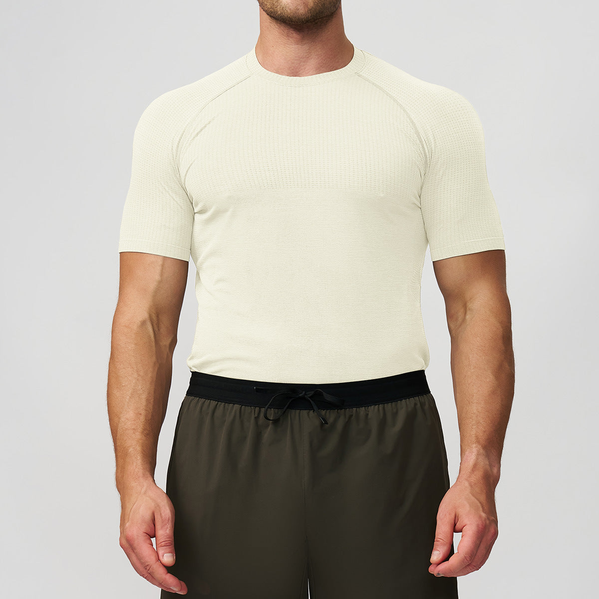 Men's Seamless Short Sleeve Muscle Fit Workout T-Shirt-thumbmail-10