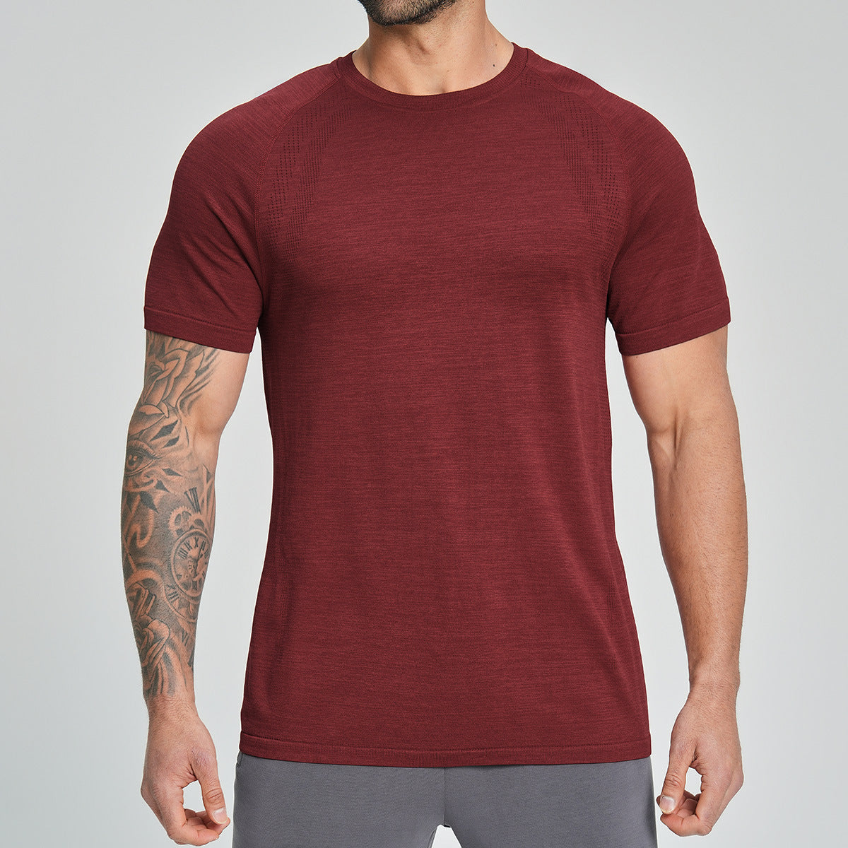 Men's Seamless Quick Dry Short Sleeve Training Shirt-thumbmail-15