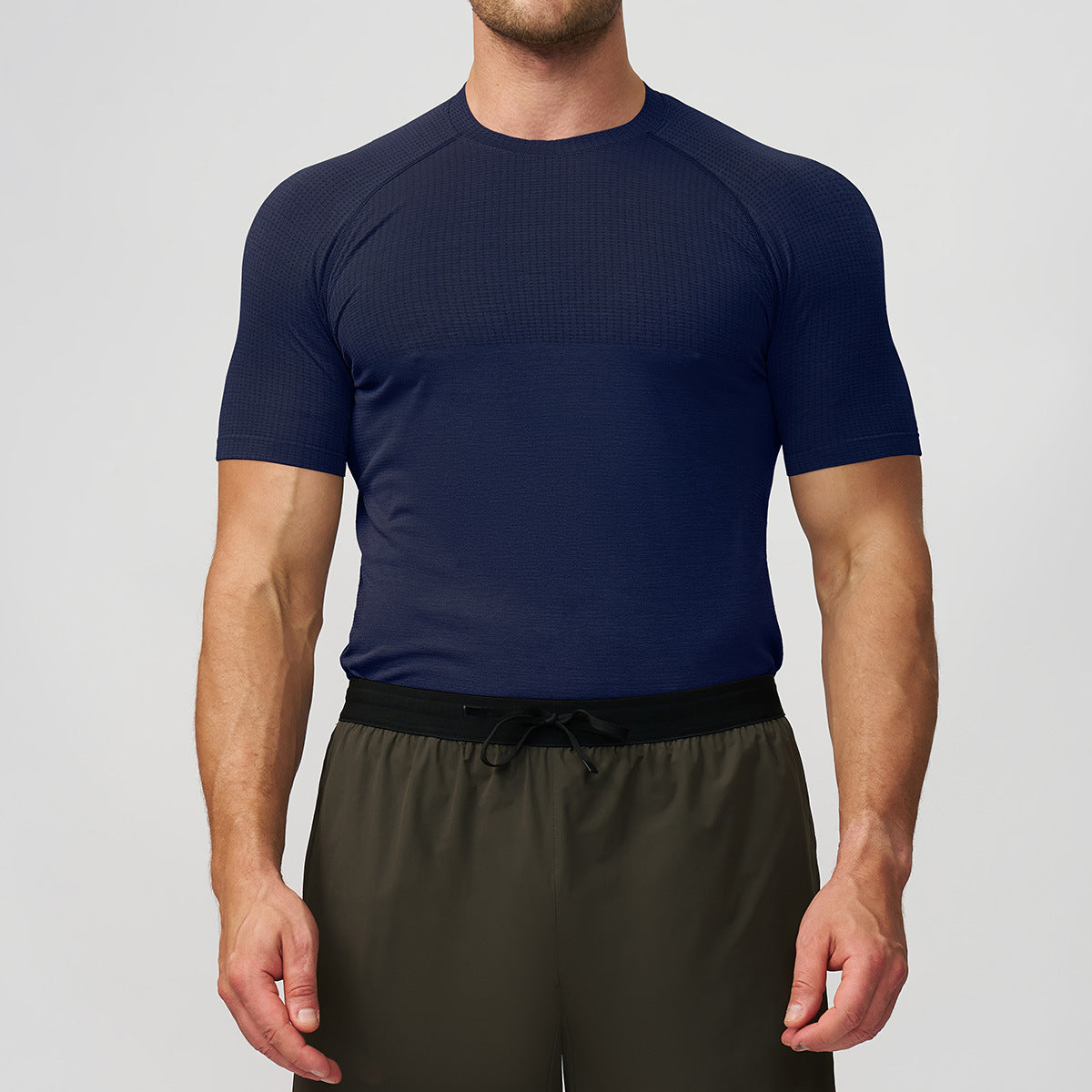 Men's Seamless Short Sleeve Muscle Fit Workout T-Shirt-thumbmail-11