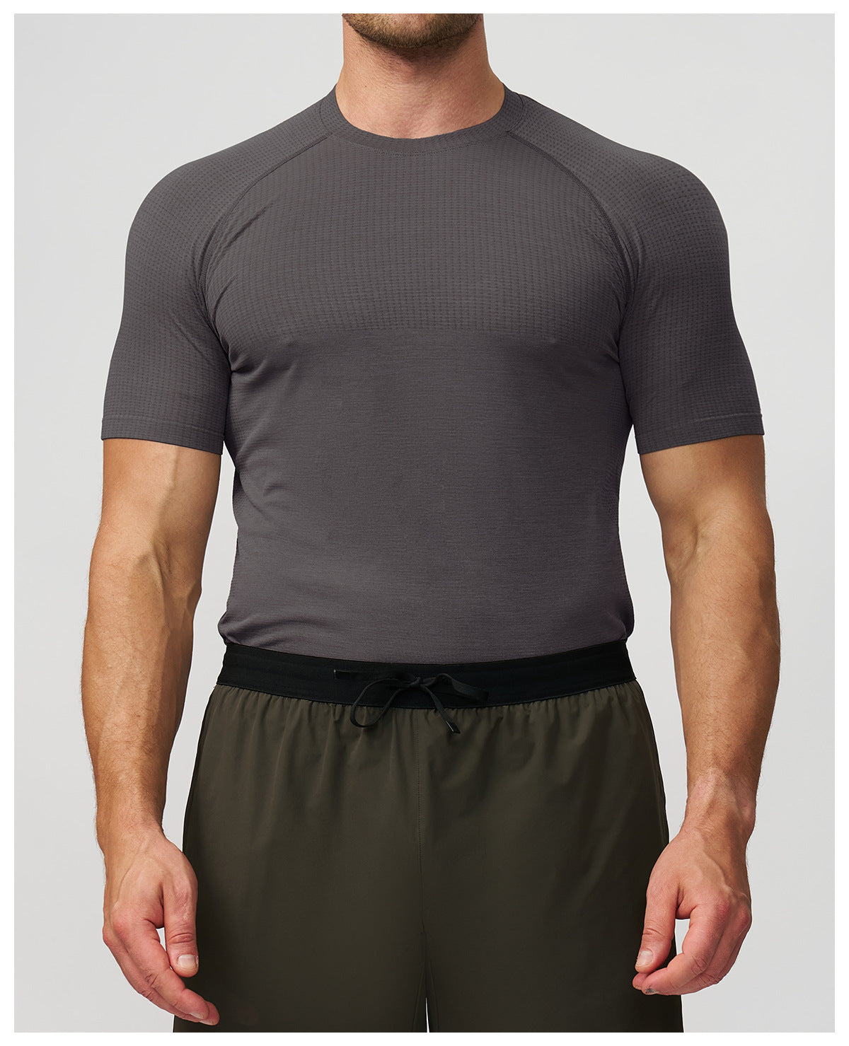 Men's Seamless Short Sleeve Muscle Fit Workout T-Shirt-thumbmail-12