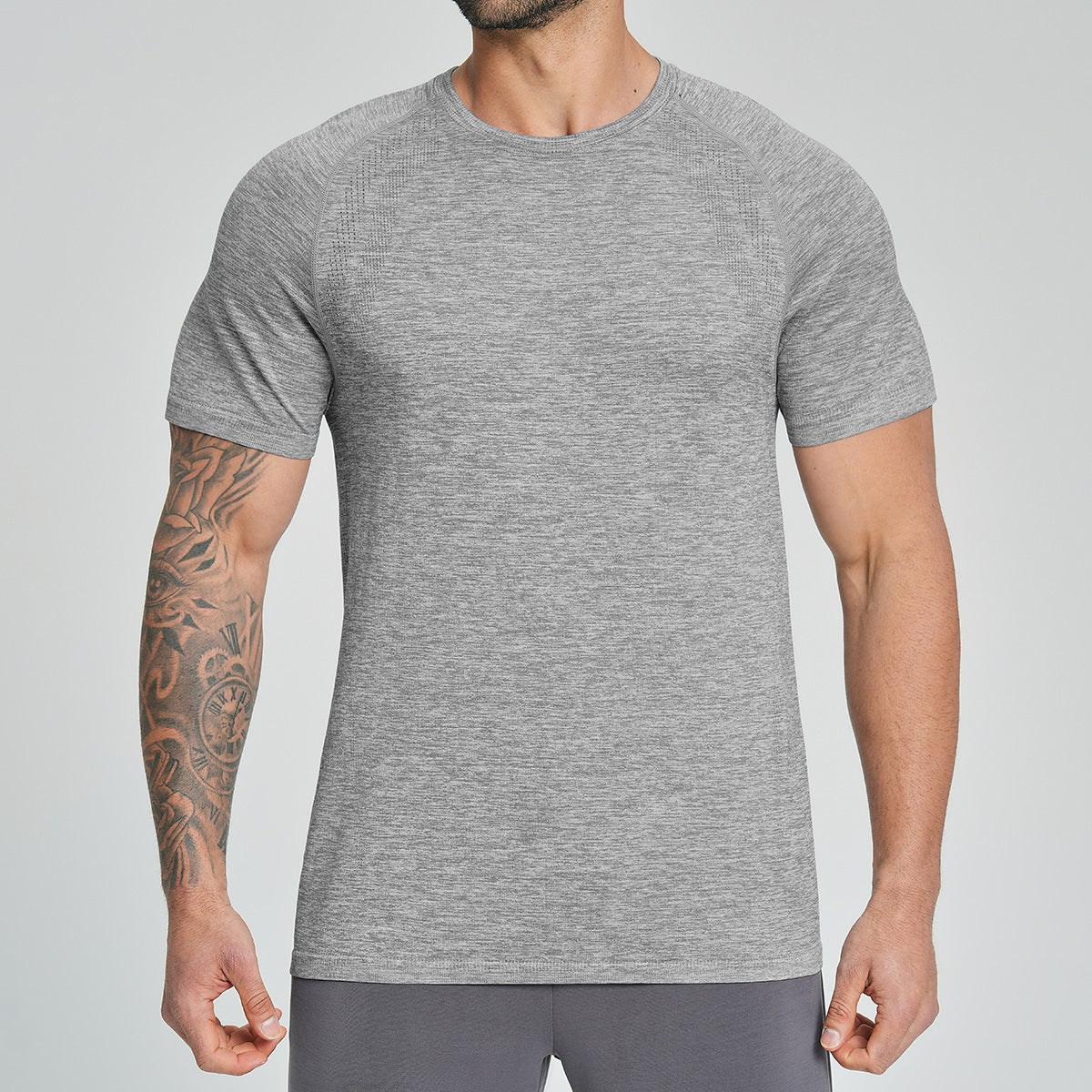 Men's Seamless Quick Dry Short Sleeve Training Shirt-thumbmail-17