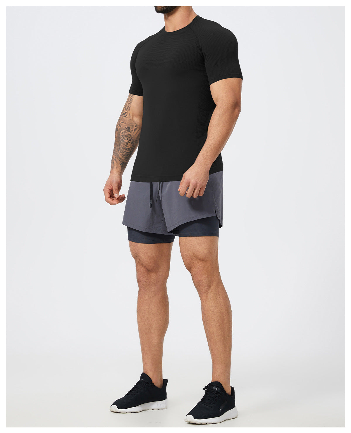Men's Seamless Short Sleeve Muscle Fit Workout T-Shirt-thumbmail-13