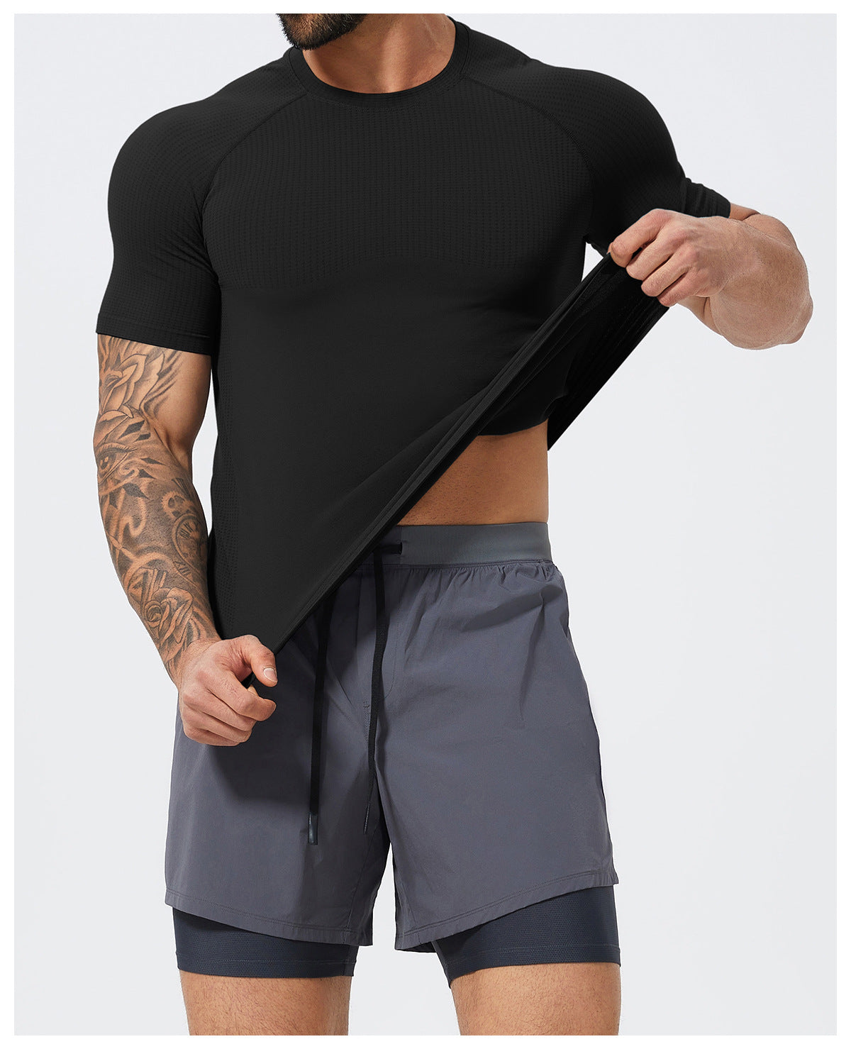 Men's Seamless Short Sleeve Muscle Fit Workout T-Shirt-thumbmail-14