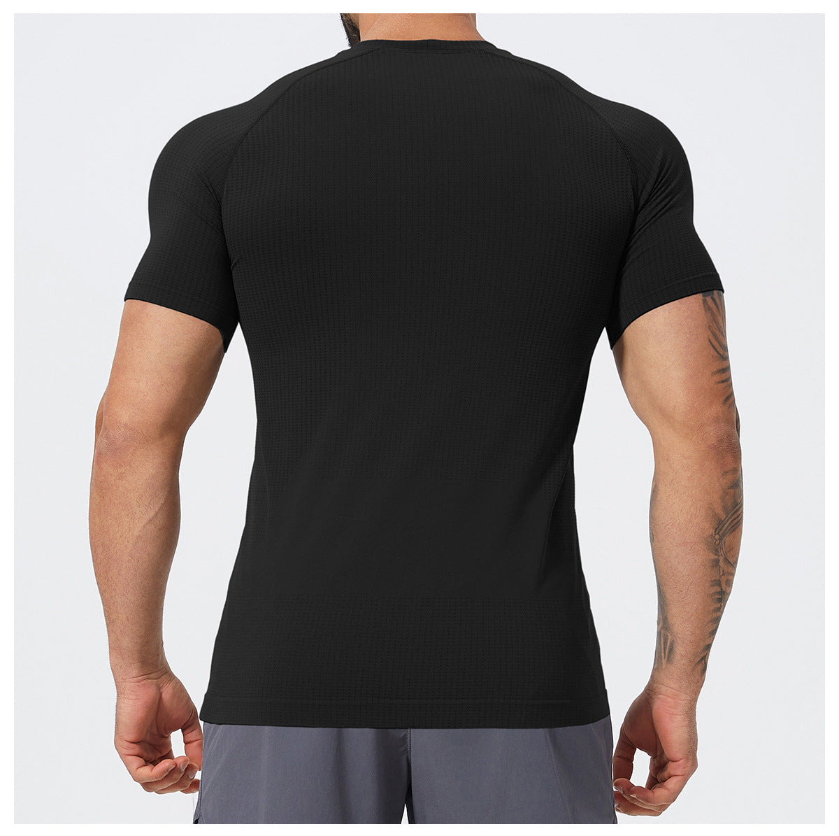 Men's Seamless Short Sleeve Muscle Fit Workout T-Shirt-thumbmail-16
