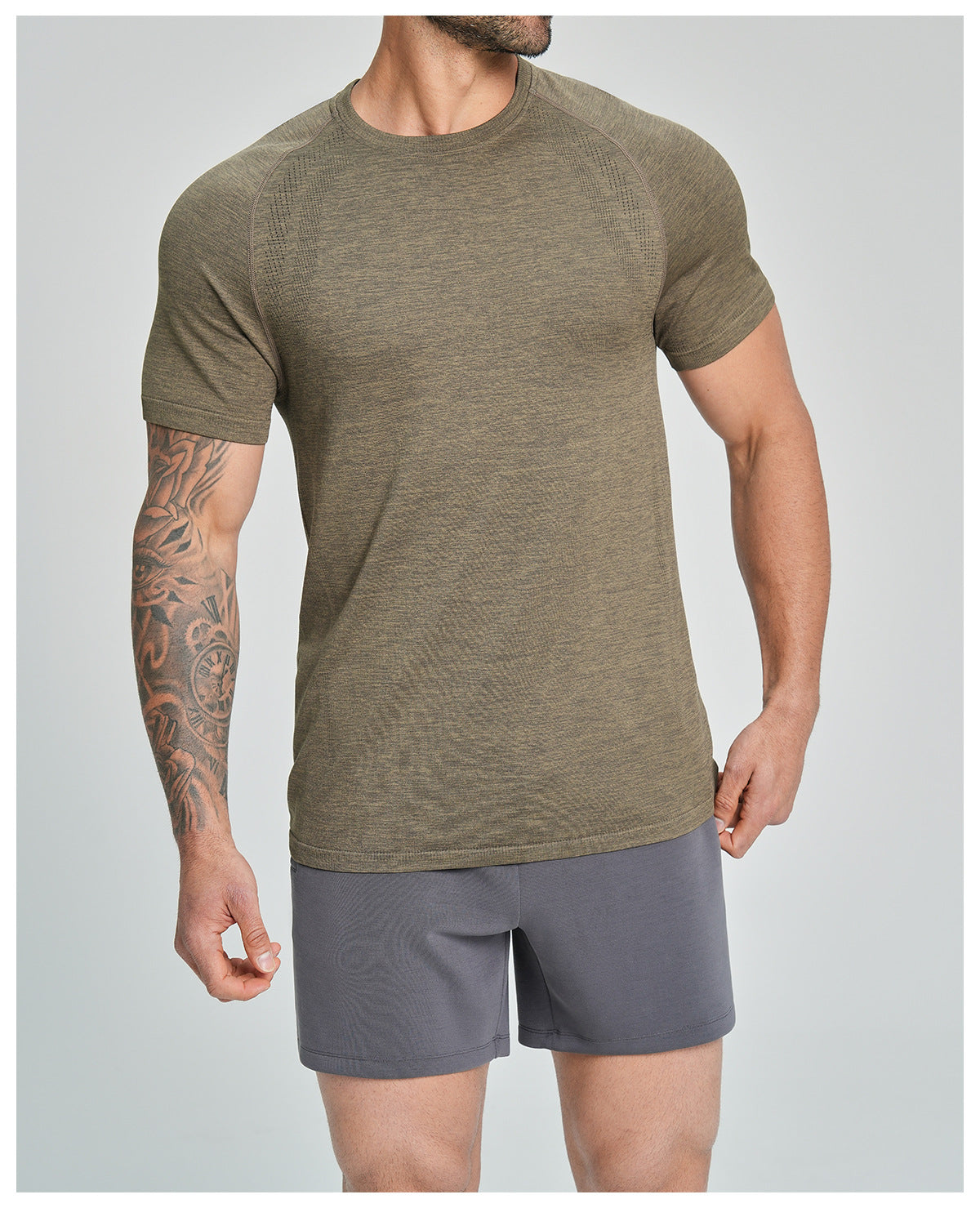 Men's Seamless Quick Dry Short Sleeve Training Shirt-thumbmail-4