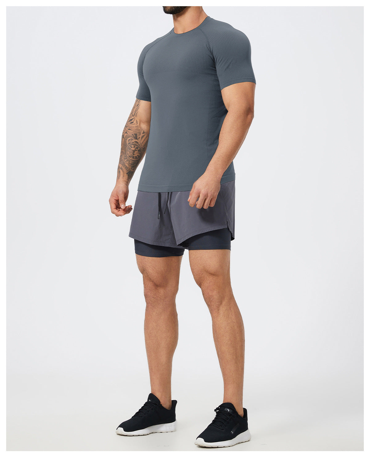Men's Seamless Short Sleeve Muscle Fit Workout T-Shirt-thumbmail-18