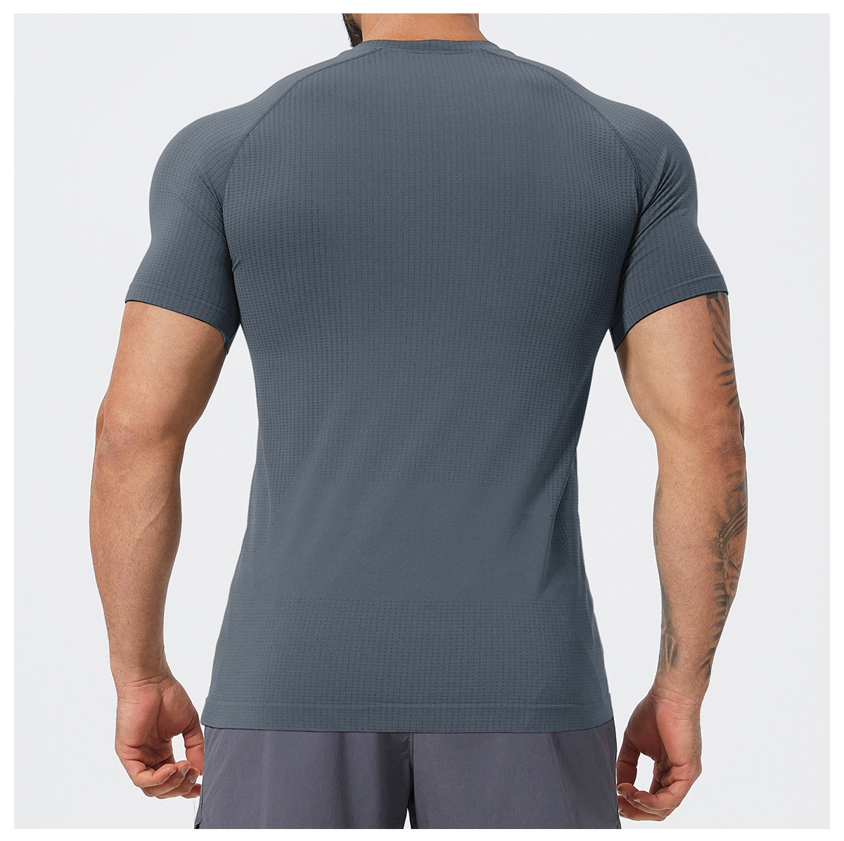Men's Seamless Short Sleeve Muscle Fit Workout T-Shirt-thumbmail-21
