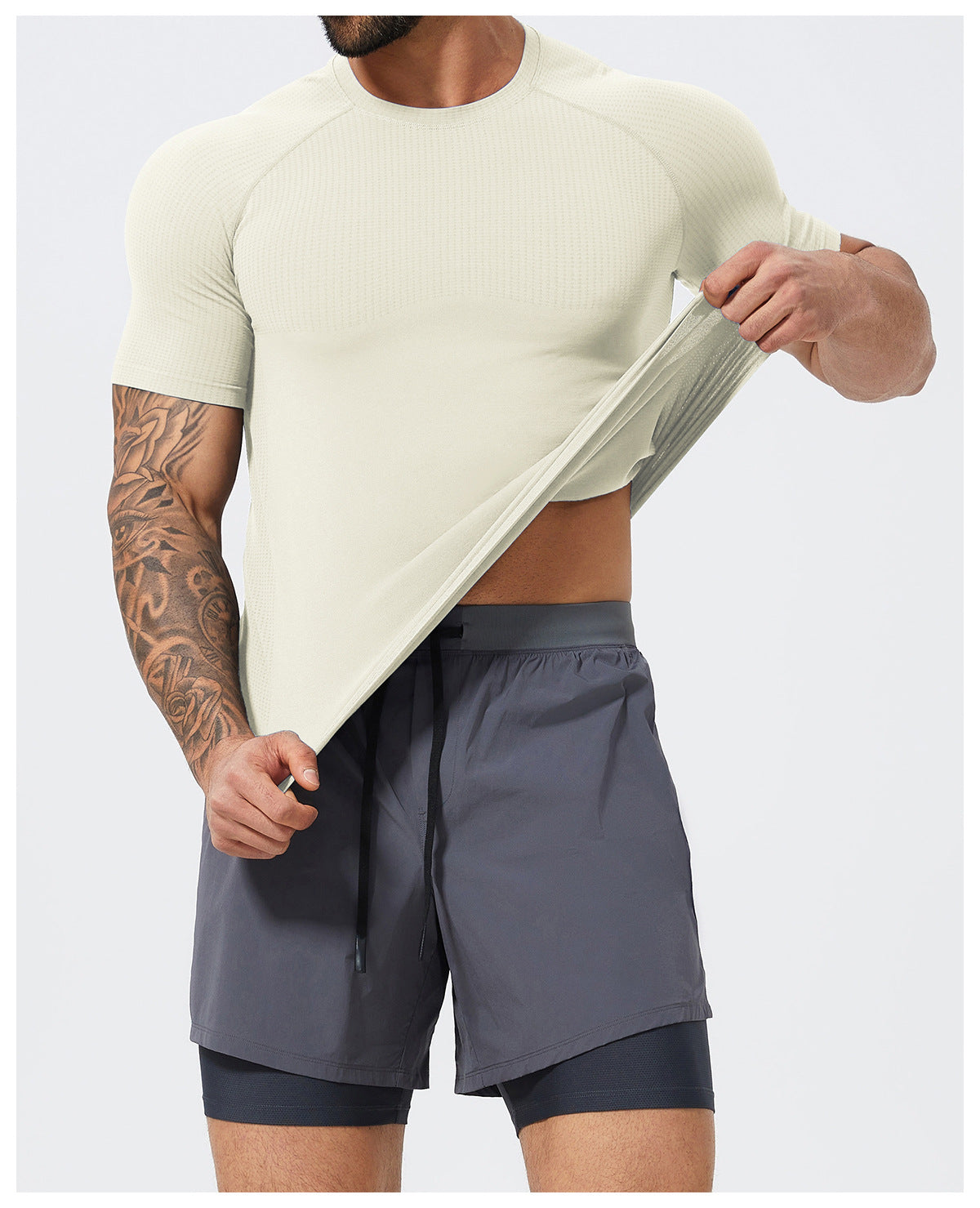 Men's Seamless Short Sleeve Muscle Fit Workout T-Shirt-thumbmail-24