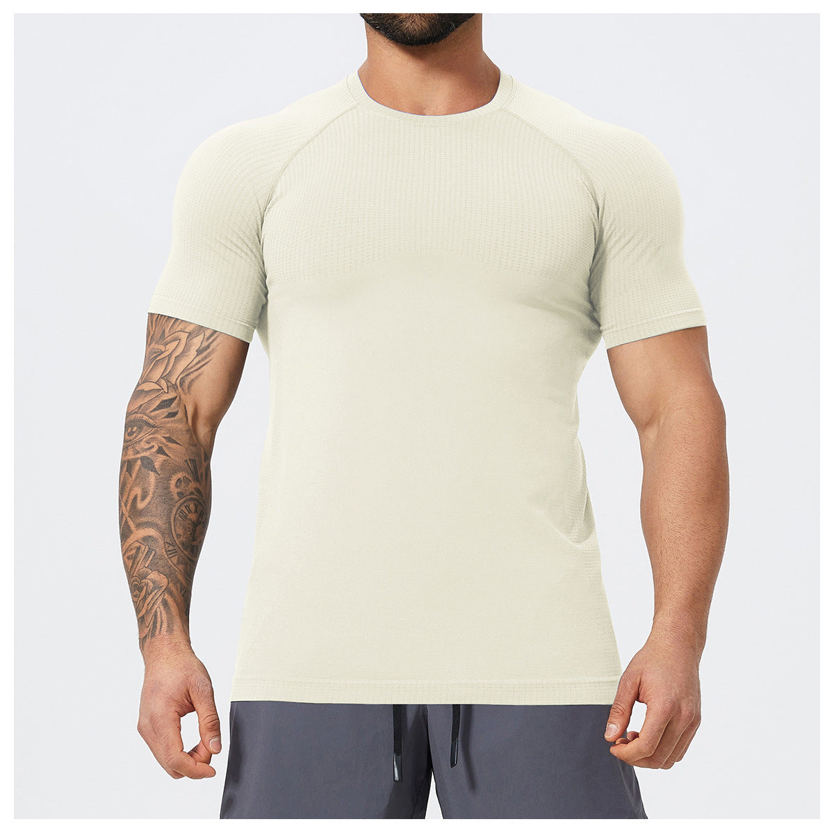 Men's Seamless Short Sleeve Muscle Fit Workout T-Shirt-thumbmail-25