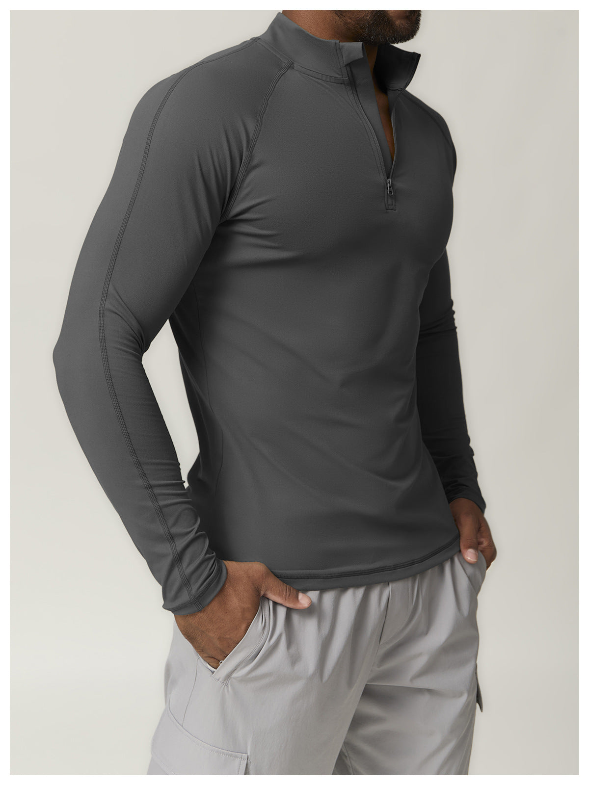Men's 1/4 Zip Long Sleeve Quick Dry Performance Shirt-thumbmail-28