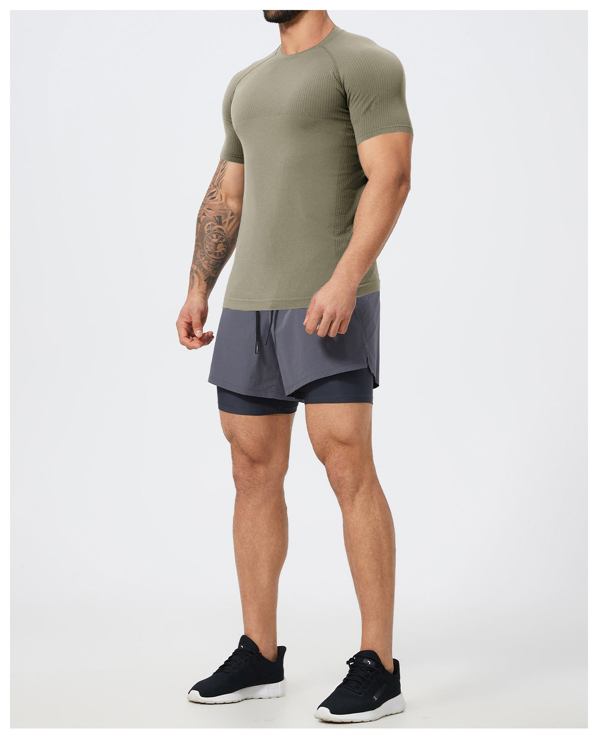 Men's Seamless Short Sleeve Muscle Fit Workout T-Shirt-thumbmail-28