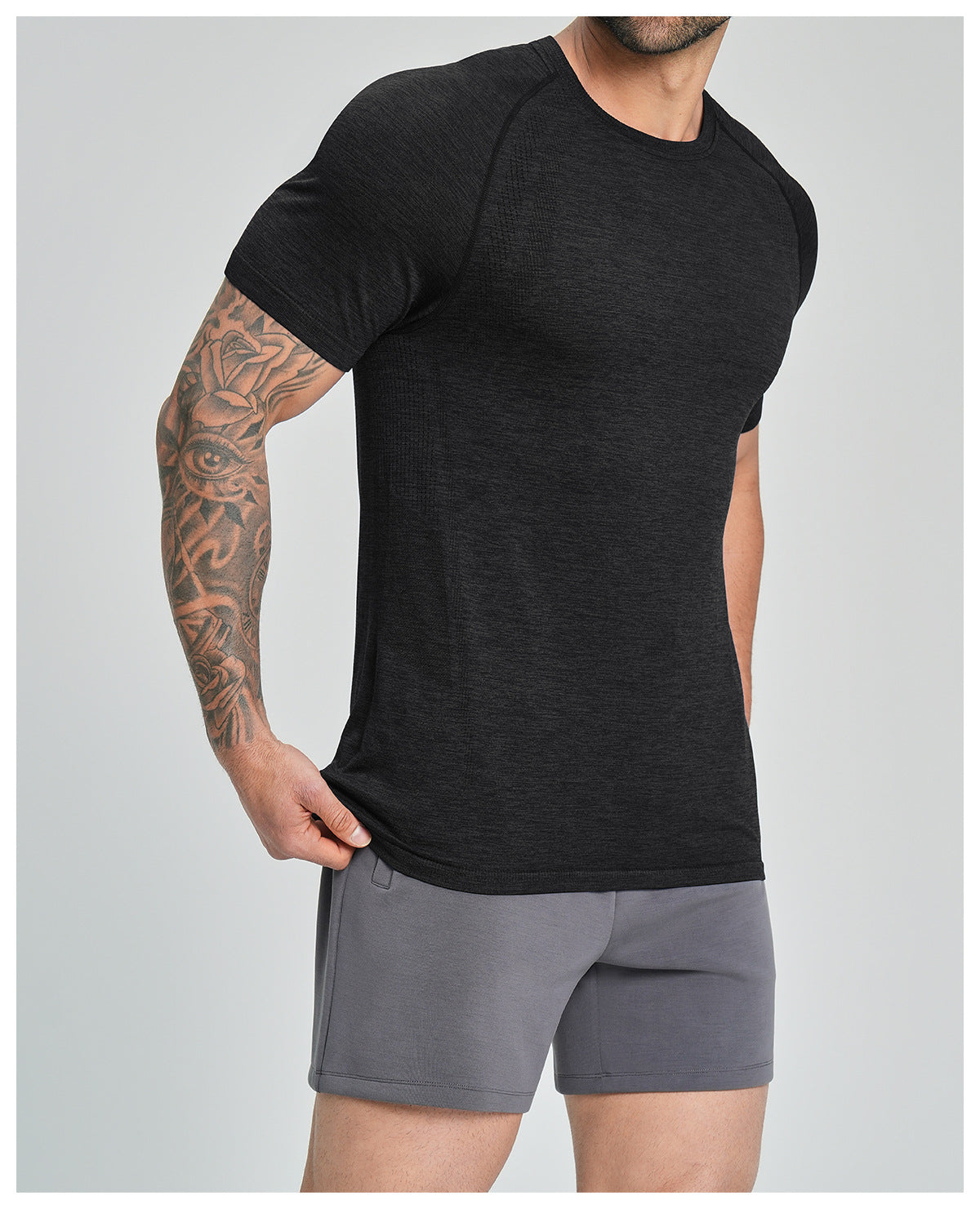 Men's Seamless Quick Dry Short Sleeve Training Shirt-thumbmail-29