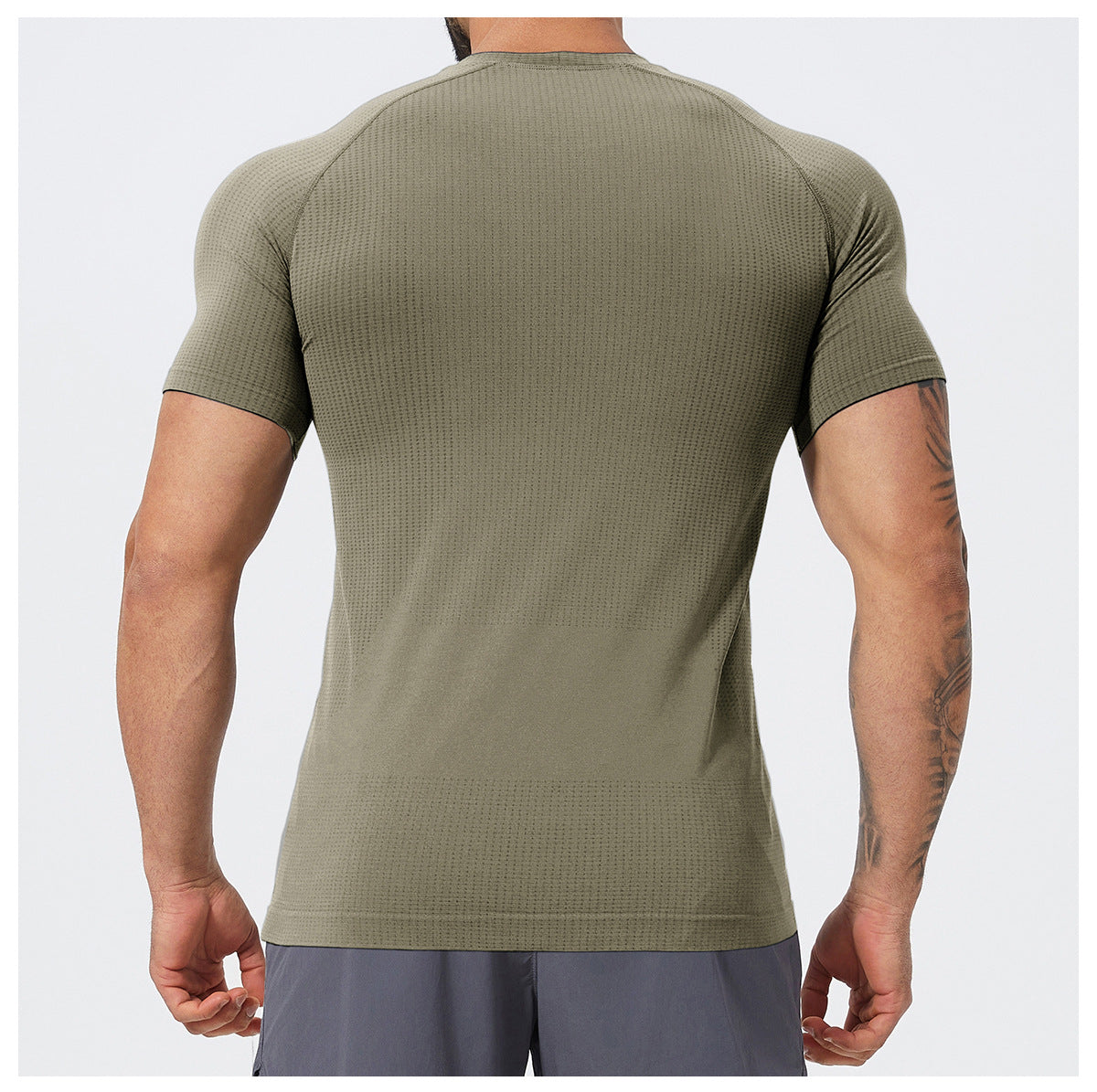 Men's Seamless Short Sleeve Muscle Fit Workout T-Shirt-thumbmail-31