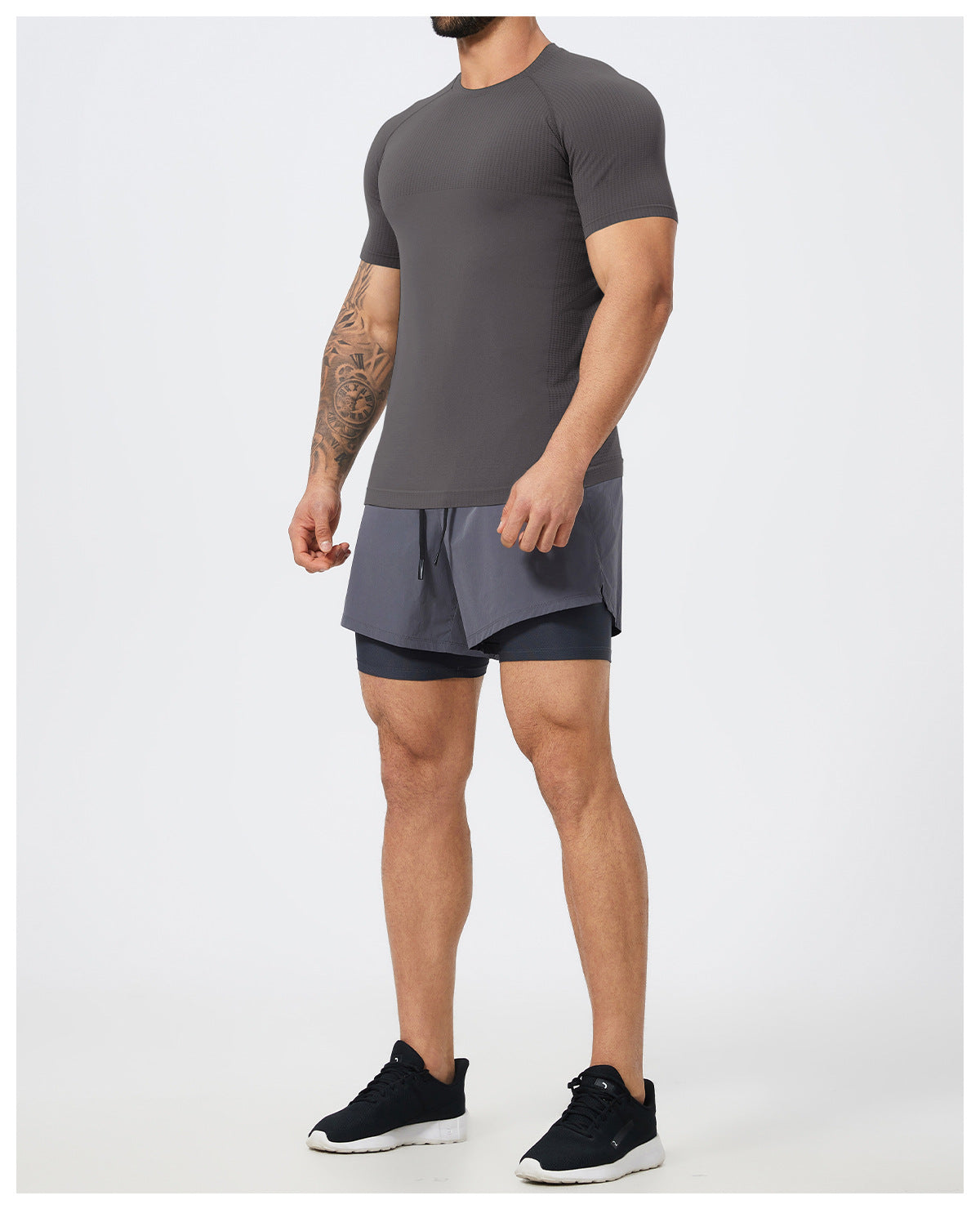 Men's Seamless Short Sleeve Muscle Fit Workout T-Shirt-thumbmail-33